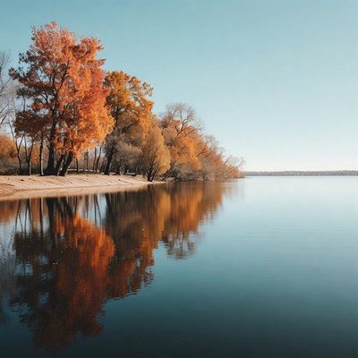 Autumn Trees Reflecting in Lake