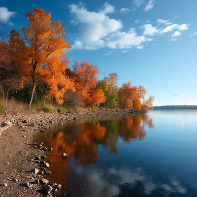 Autumn Trees Reflecting in Lake