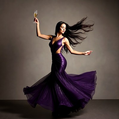 Woman dancing with champagne glass