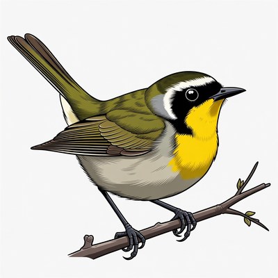 Common Yellowthroat Warbler on Branch