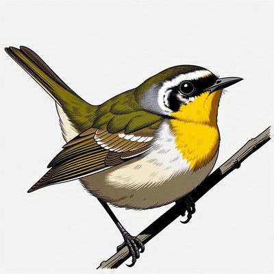 Common Yellowthroat Warbler on Branch