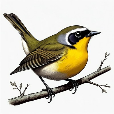 Common Yellowthroat Warbler on branch