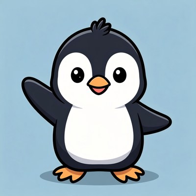 Cute cartoon penguin waving