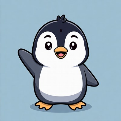 Cute cartoon penguin waving