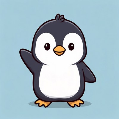 Cute cartoon penguin waving