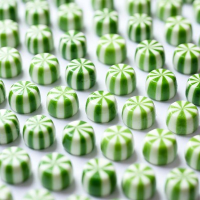 Green striped mint candies
