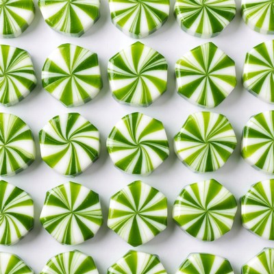 Green White Swirl Hexagonal Candies