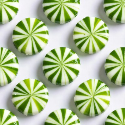 Green White Striped Round Candies