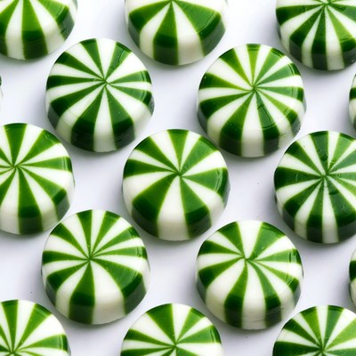 Green White Striped Round Candies