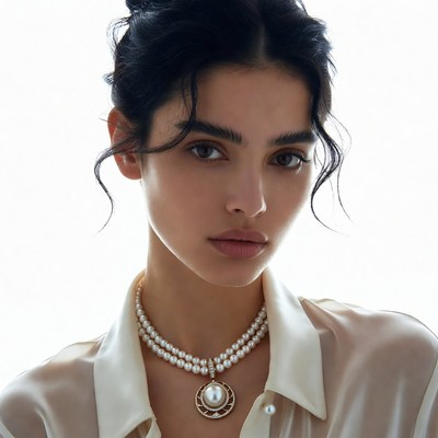 Woman with pearl necklace