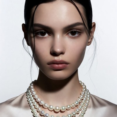 Woman with pearl necklace