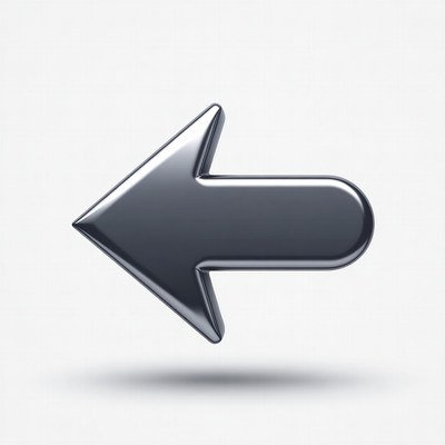 Shiny Black 3D Left Arrow