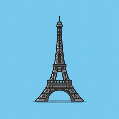 Eiffel Tower illustration on blue background