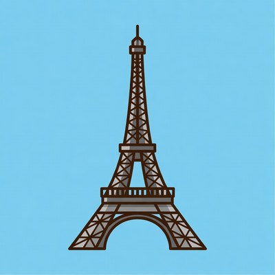 Eiffel Tower illustration on blue background