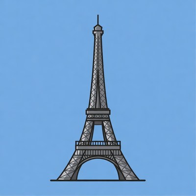 Eiffel Tower illustration on blue background