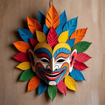 Colorful Leaf Mask Wall Hanging
