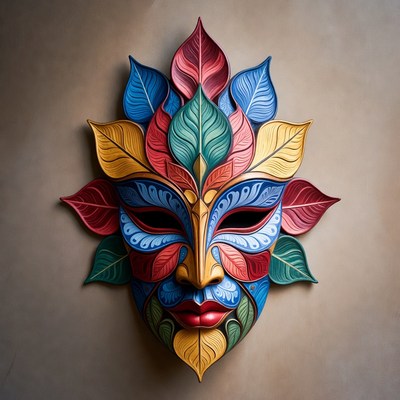Colorful Floral Wooden Mask