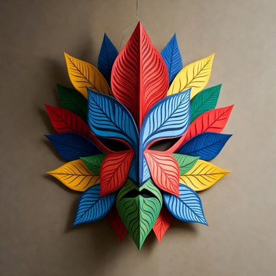 Colorful Papercraft Leaf Mask