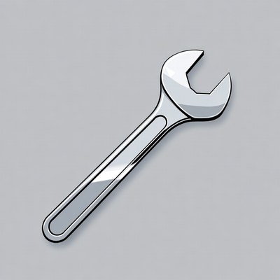 Silver Adjustable Wrench Illustration