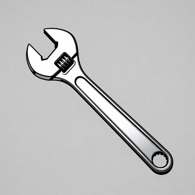Silver Adjustable Wrench Illustration