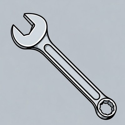 Silver adjustable wrench illustration
