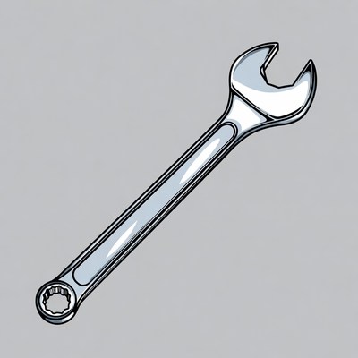 Silver Open-End Wrench Illustration