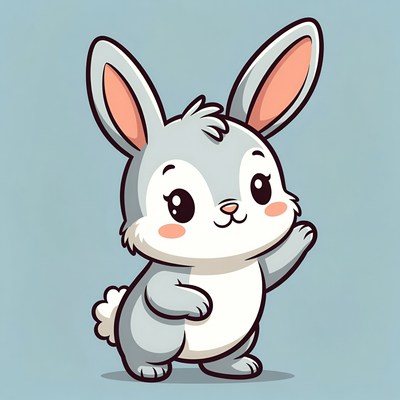 Cute cartoon bunny waving
