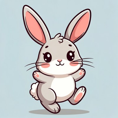 Cute cartoon bunny waving
