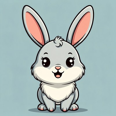 Cute gray bunny illustration