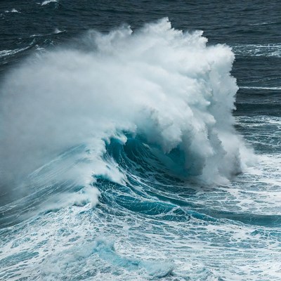 Massive crashing ocean wave