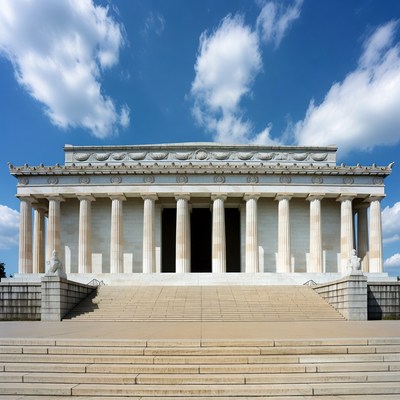 Lincoln Memorial with steps and clouds