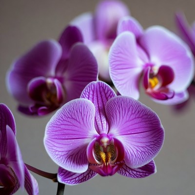 Purple Orchid Flowers Closeup