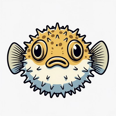 Cute Cartoon Pufferfish Illustration