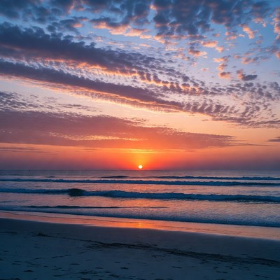 Sunset over ocean beach