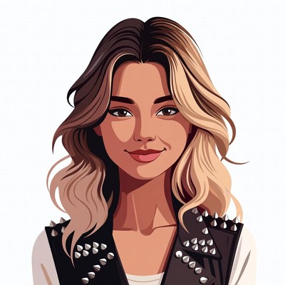 Woman with balayage hair and leather vest