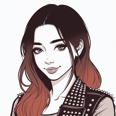 Anime girl in studded leather jacket