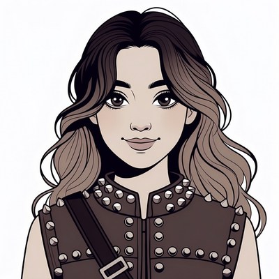 Woman in studded leather vest