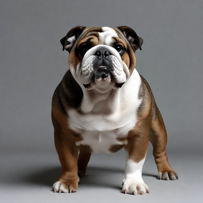 English Bulldog on gray background