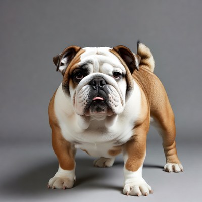 English Bulldog on gray background
