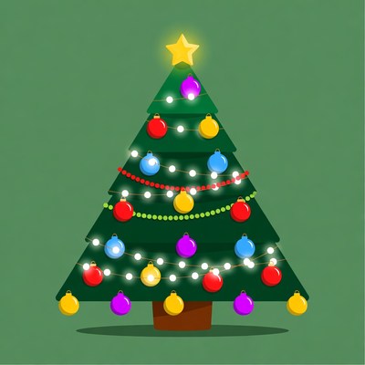 Colorful Christmas Tree with Star