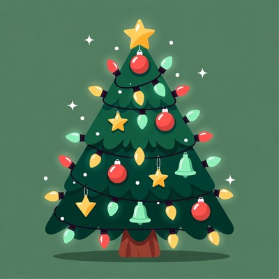 Colorful Christmas Tree Illustration