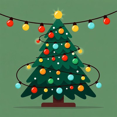 Colorful Christmas Tree with Lights