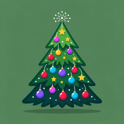 Colorful Christmas Tree Illustration