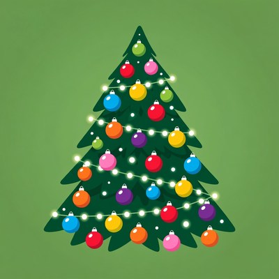 Colorful Christmas Tree with Lights