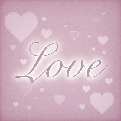Pink Love Text with Hearts