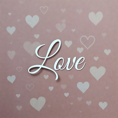 LOVE Text with White Hearts