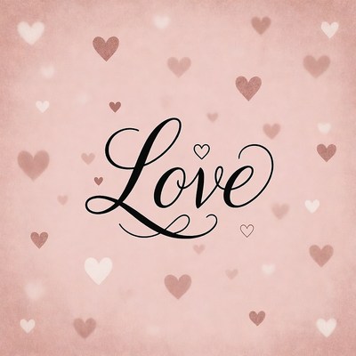 Love Text with Pink Hearts