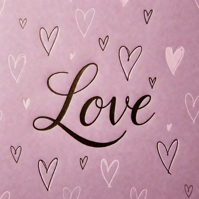 Pink Love Text with Hearts
