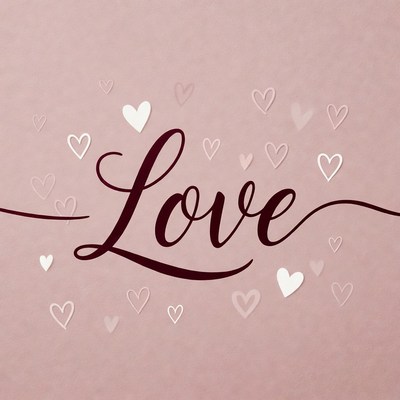 Love Text with Pink Hearts