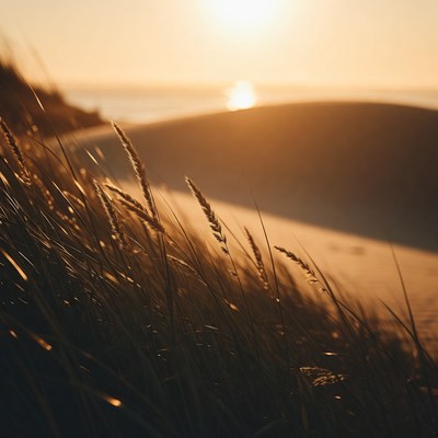 Beach Grass Sunset Silhouette